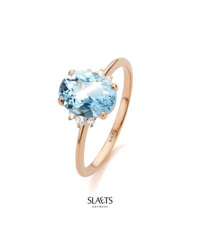 SLAETS Jewellery Ring Bloom Aquamarine and Diamonds, 18Kt Rose Gold (watches)
